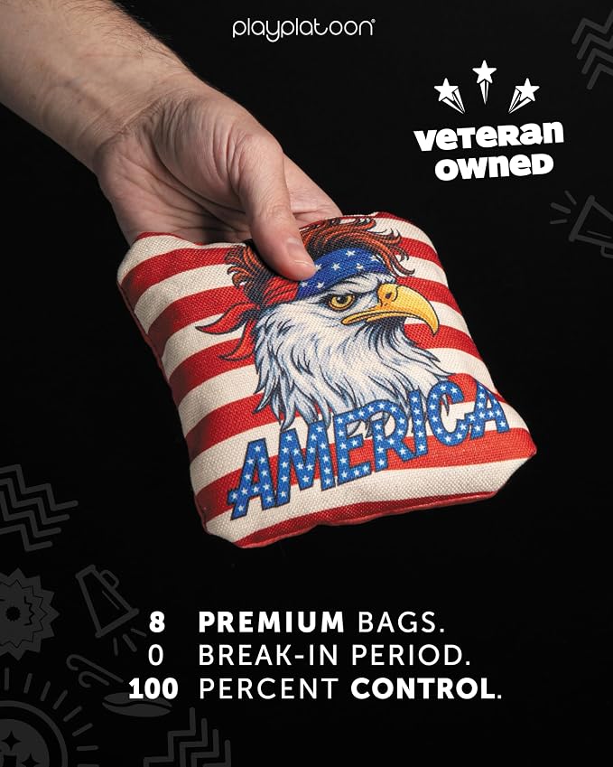 Play Platoon Pro Cornhole Bags Set of 8 - Professional Dual Sided Slick and Sticky Side Competition Corn Hole Bags - Tournament Series