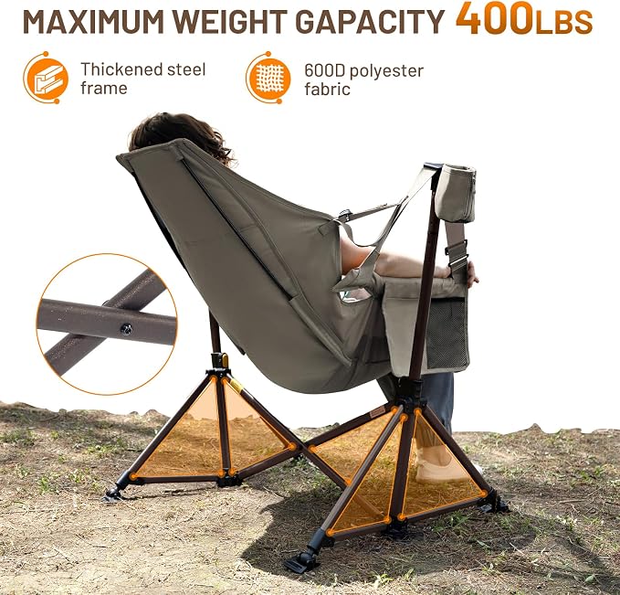 TIMBER RIDGE Hammock Camping Chair, Oversized Swinging Chair for Outdoor Lawn, Backyard and Patio, Supports 400lbs, Tan