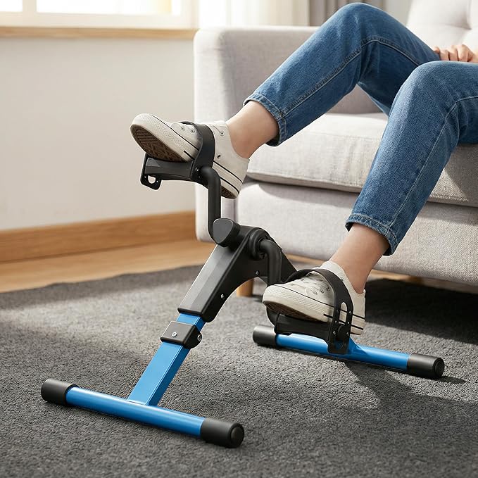 Pedal Exerciser Leg and Arm Exercise Bike with LCD Monitor Foldable (Black/Blue)