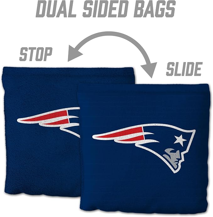 YouTheFan Officially-licensed NFL Set of 8 Cornhole Bags - All Weather Dual Sided Slide & Stop - regulation size