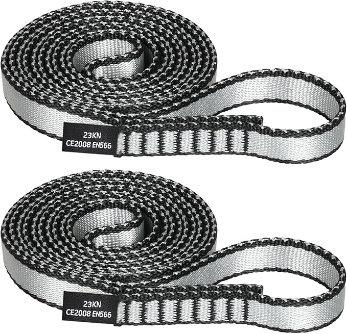 18MM Nylon Climbing Sling Runner - 23KN CE2008/EN566 Certified Outdoor Climbing Webbing for Rock Climbing, Rappelling, Mountaineering, Swing Gear, Outdoor Adventures & Emergency Anchoring