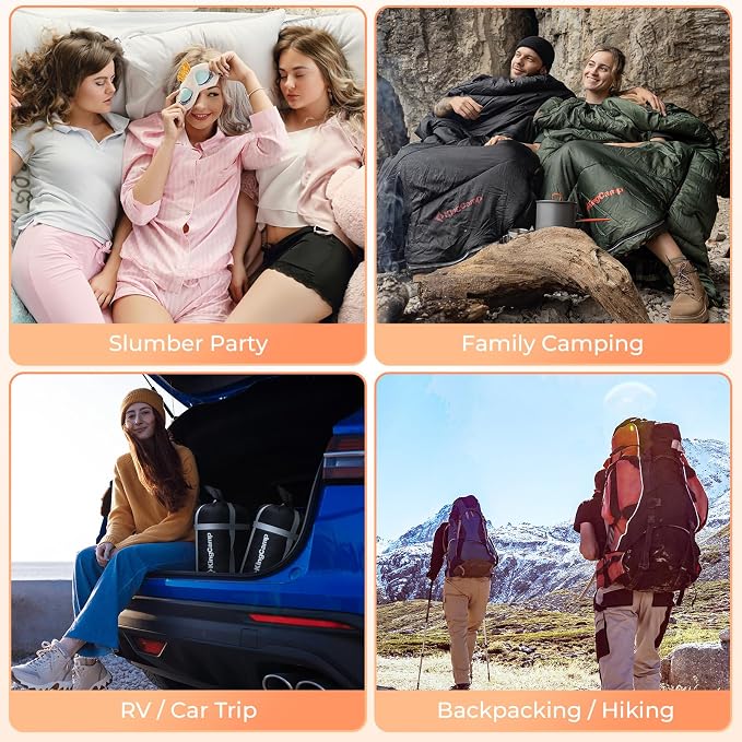 KingCamp Sleeping Bag for Adults Big and Tall, Cold Weather Camping Sleeping Bag with Soft 100% Cotton Flannel Lining, Portable Lightweight Outdoor Traveling & Car Camping