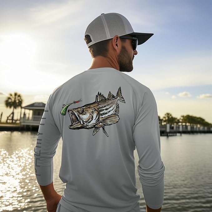 Palmyth Fishing Shirts for Men Long Sleeve UPF 50+ T Shirt Sun Protection | Quick Dry, Sun Protection, Myth-Cool Fabric, Fish Print, Moisture Wicking, Stretchy, Breathable, Fishing,Boating,Outdoor Wear