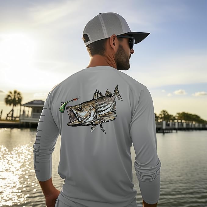 Palmyth Fishing Shirts for Men Long Sleeve UPF 50+ T Shirt Sun Protection | Quick Dry, Sun Protection, Myth-Cool Fabric, Fish Print, Moisture Wicking, Stretchy, Breathable, Fishing,Boating,Outdoor Wear