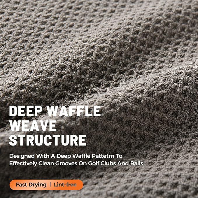 Tecoom Magnetic Golf Towel, Premium Ultra Absorbent Waffle Microfiber, Double-Stitched Edging, Strong Magnet for Golf Carts, Bags and Clubs, 18"x18" Portable Golf Accessories, Gift for Men Women