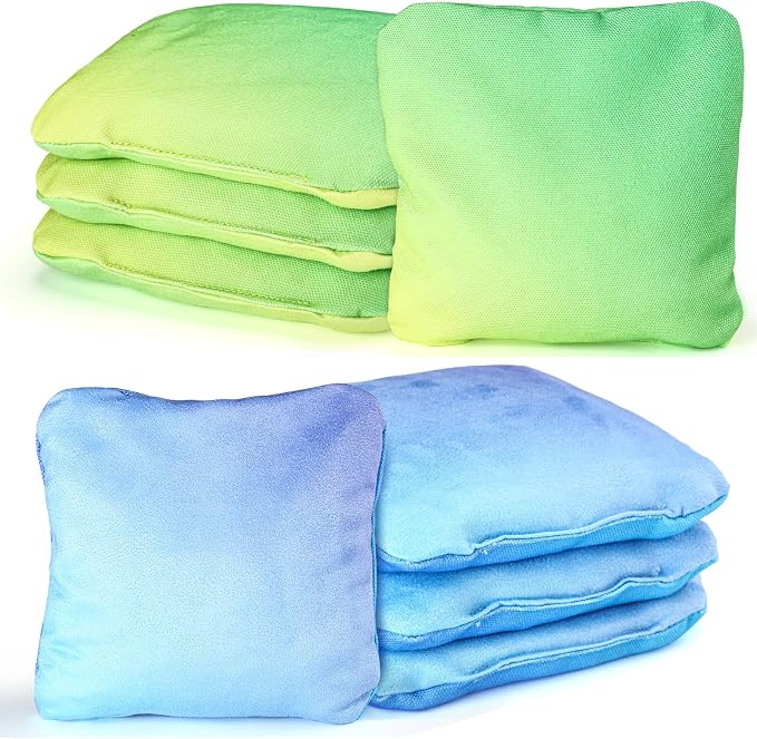 EunHo Double Sided Set of 8 Cornhole Bags Regulation Size & Weight Sticky and Slick Professional Corn Hole Bean Bags Multicolored