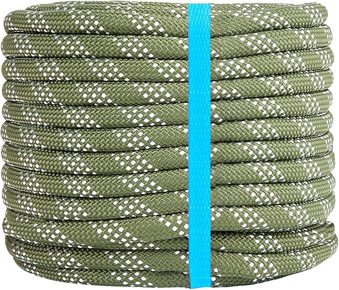 1/2 Inch Double Braided Polyester Arborist Rope, 1/2in 100ft Heavy Duty Nylon Rope for Anchor, Tree Work, Cargo, Pulling, Sailing