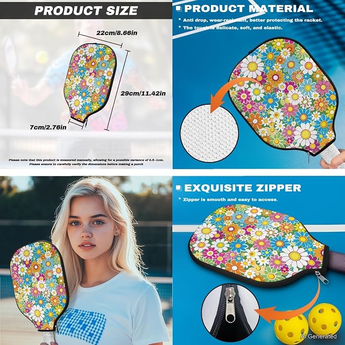 Pickleball Paddles Set 3PCS Pickleball Paddle Case Pickleball Racket Pickleball Bag Ideal for Beginners Gifts