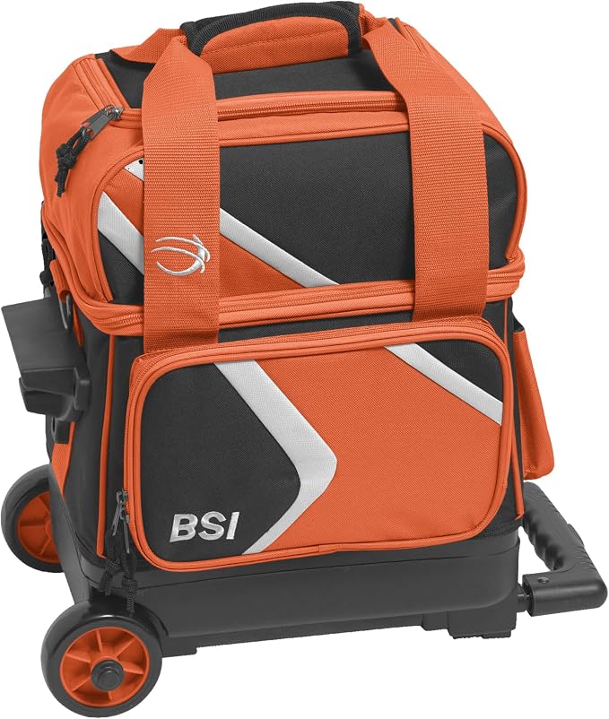 BSI Dash Roller Bowling Bag with Smooth Rolling Wheels, Padded Ball Compartment, Retractable Locking Handle, & Shoe Pocket
