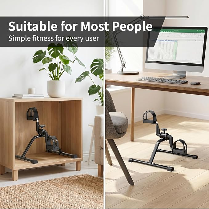 Pedal Exerciser Mini Stationary Cycle with Adjustable Resistance, Under Desk Bike for Home Exercise Equipment, Lightweight and Compact