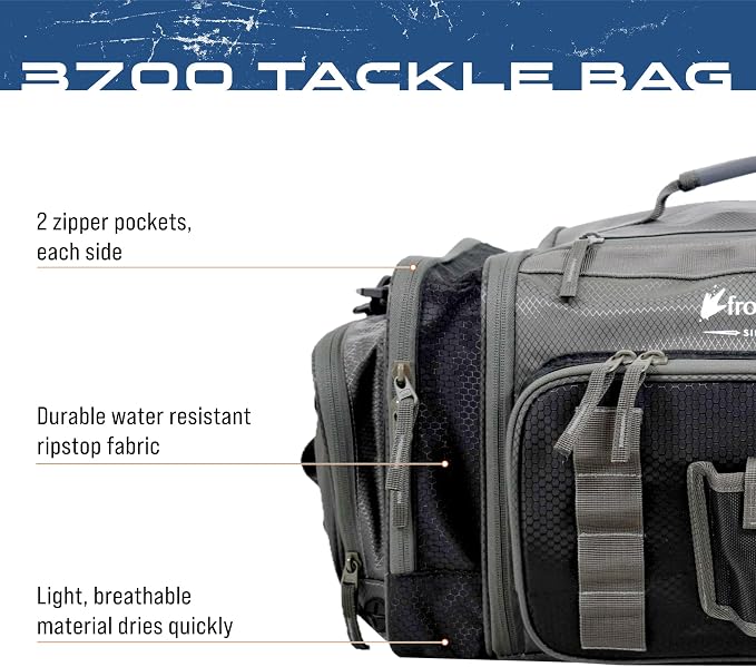 FROGG TOGGS Heavy Duty Fishing Tackle Duffle Bag, Includes Bait Trays