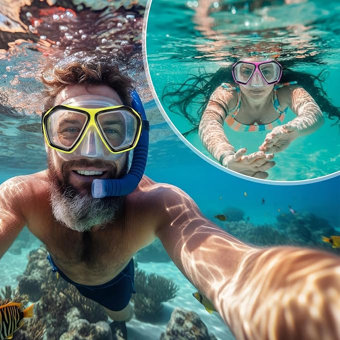 Fabbay 6 Pcs Adult Youth Swim Goggles with Nose Cover Elastic Strap Anti Fog Waterproof Snorkel Wide View Diving Swim Mask