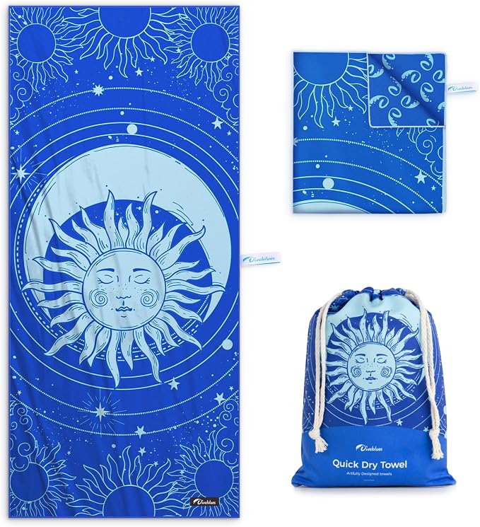 Diveblues Microfiber Beach Towel, Sand Free Travel Towels, Oversize Large 79" x 57" Lightweight Towel, Quick Dry, SuperAbsorbent, for Camping, Pool, Gym, Yoga, Women Men Kids Beach Essentials Gift