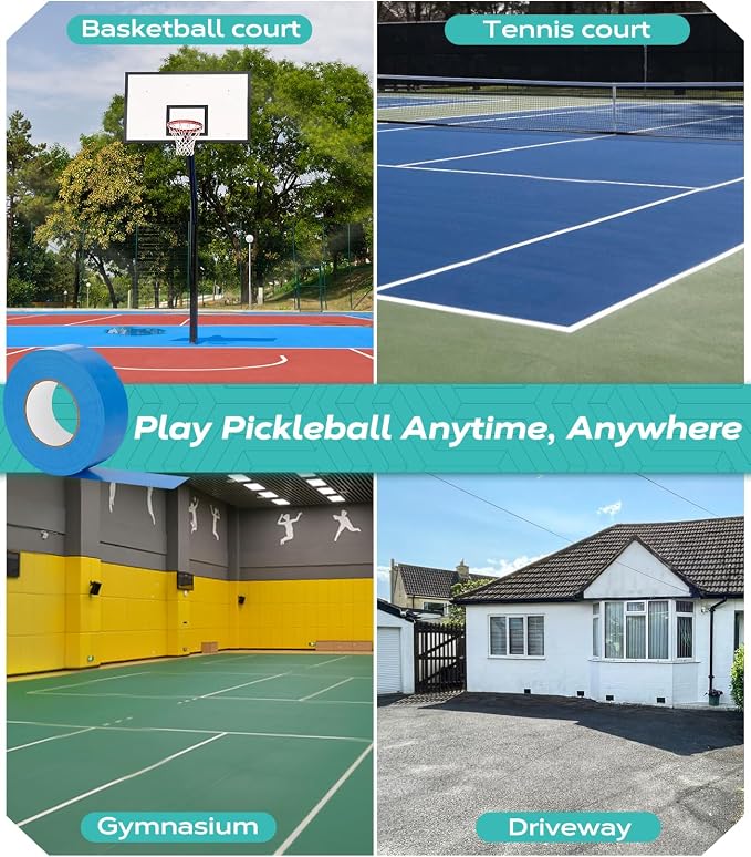 Outdoor Pickleball Court Tape, 2in x 230FT Pickleball Tape Lines for Indoor Outdoor Sports Court Fast Marking, Such as Badminton, Tennis, Basketball, or Pickleball Court, Blue Tape