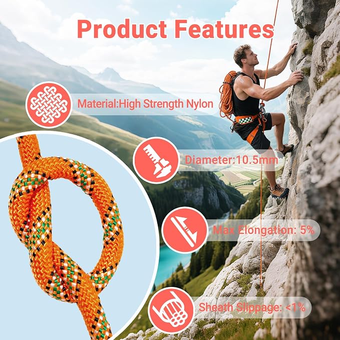 10mm/12.7mm Arborist Rope,3825lbs-9000lbs Double Braided Arborist Bull Rope for Tree Rigging & Pulling,Heavy Duty Rope for Tree Work,Rappelling, Swing Sailing Hiking Camping