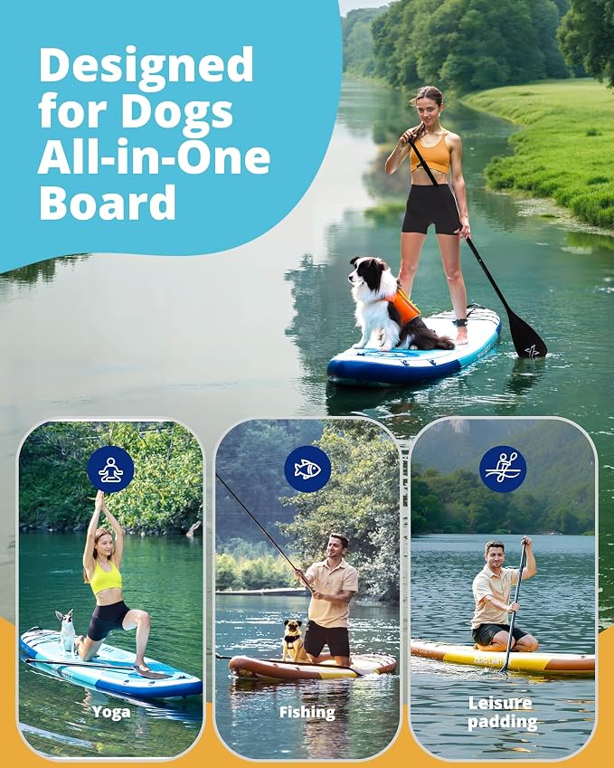 ZLX Inflatable Stand Up Paddle Board, 10'6" SUP Non-Slip Stable Deck Pad, Unique Center Fin, Premium Accessories, Paddleboard for Adults, Beginners, All Skill Levels