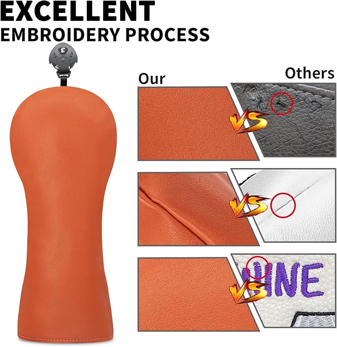 Golf Accessories Golf Club Covers for Driver, Fairway, Hybrids - Golf Driver Headcover/Golf Fairway Wood Head Cover/Hybrid Headcover for Men/Women Golfer