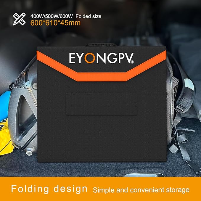 EYONGPV 400W Portable Solar Panel, 26% HPBC Cells, Foldable Solar Charger, 15ft (4.5m) Cable, 30A Anderson Output, IP65 Waterproof for RV Camping, for EcoFlow, Anker, Jackery, Bluetti Power Station