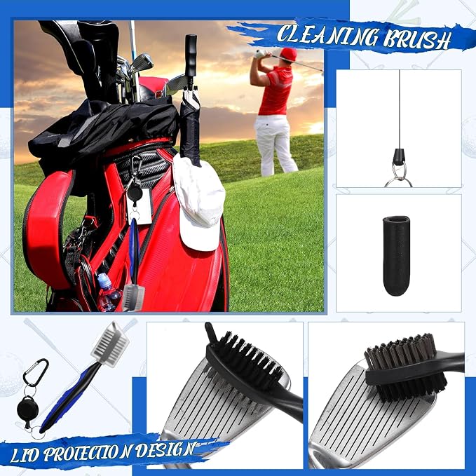 Syhood 21 Pcs Golf Accessories Kit Cleaning Kit Include Golf Brush, Towel, Groove Sharpener, Divot Repair Tool, Ball Alignment Portable Tool Gifts Graduation for Men