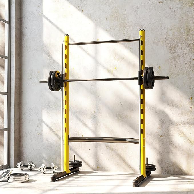 Soozier Squat Rack with Pull-Up Bar, Adjustable Power Rack with Barbell Bar, Multi-Functional Steel Bench Press Rack for Home Gym Strength Training, Black