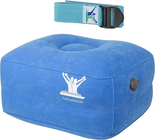 PAIN FREE AT SEA Posture Therapy Small Inflatable Block and Healing Aqua Strap/Yoga Belt Bundle
