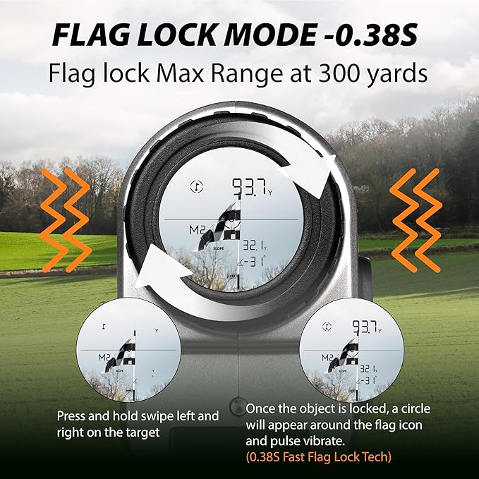 Gogogo Sport Vpro Golf Rangefinder with Slope Switch and Pin Lock Vibration, 1500/2500 yd, 7X Magnification, Magnet Stripe, HD LCD, Rechargeable Range Finders for Hunting, Golf Accessories