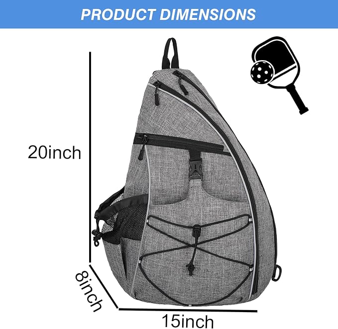 WOLT Pickleball Bag,Crossbody Sling Bags for Women Men,Pickleball Backpack with Fence Hook for Tennis, Racketball