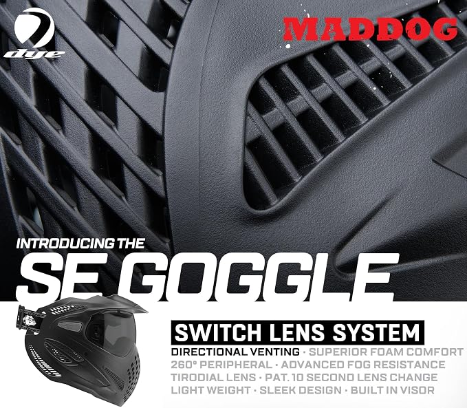 Maddog Dye SE Special Edition Paintball Mask Goggle System | Replaceable SLS Thermal Dual-Pane Anti Fog Lens | Adjustable Full-Face Safety Certified Protection