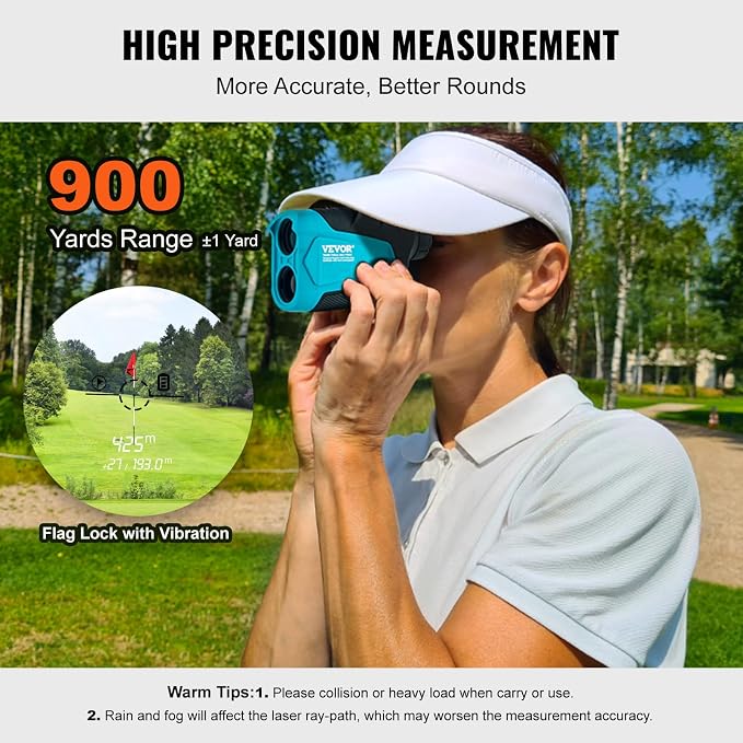 VEVOR Golf Rangefinder, Laser Golfing Hunting Range Finder, 6X Magnification Distance Measuring, Golfing Accessory with High-Precision Flag Lock, Slope Switch, Continuous Scan, and Batteries