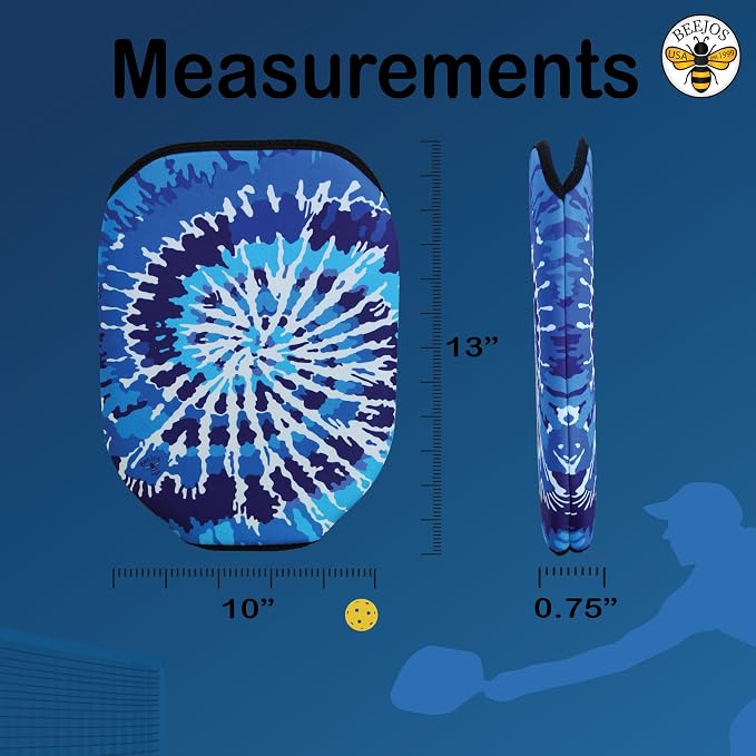 BeeJos Spirl Tie-Dye: Premium Slip-On Pickleball Paddle Cover-Fits Standard Size Paddles-Zipperless (Paddle not Included) Handmade in USA