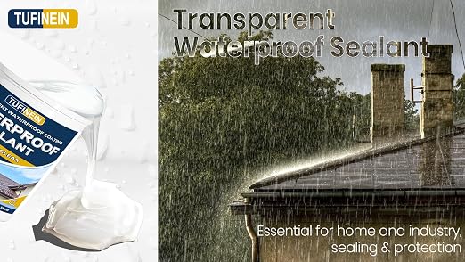 Waterproof Sealant 5 Gallon Clear, TUFINEIN Transparent Waterproof Coating Water-Based Invisible Agent Roofs, Walls, Garden, Terraces Indoor & Outdoor