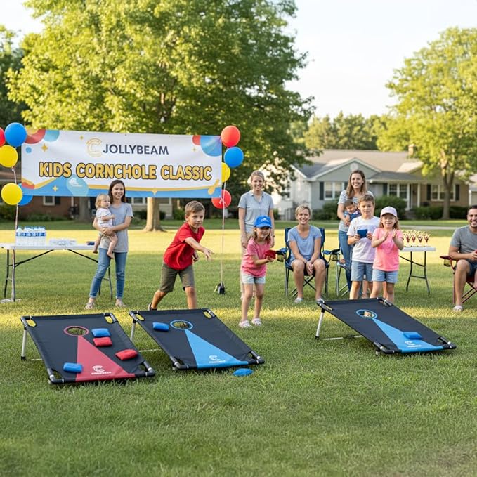2026 Upgraded Cornhole Board Set for Kids Adults, 3FT x 2FT All Weather Corn Hole Game, Portable Design with Durable 300D Cloth, 8 Bean Bags & Carrying Case, Indoor Outdoor Games Backyard Lawn Game