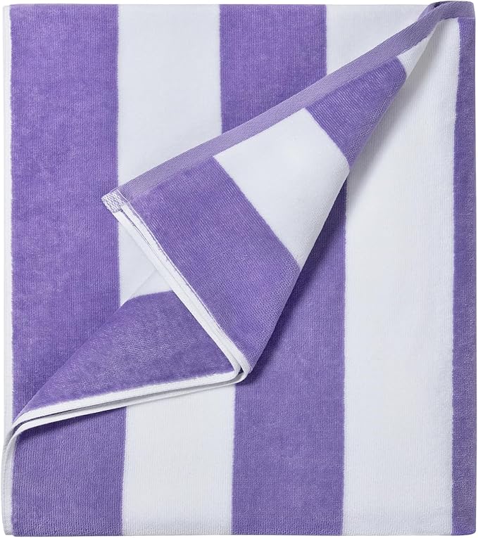 LULUHOME Large Oversized Beach Towel - Big Cotton 36 x 70 Inch Striped Pool Towel, Large Cabana Soft Swimming Towel for Adult Men Women,Purple