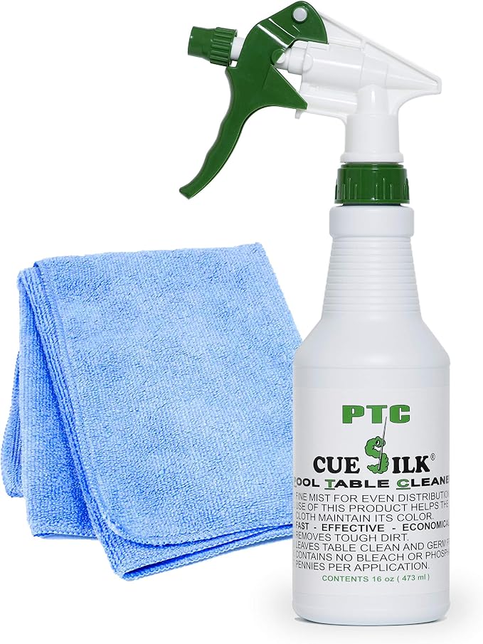 PTC Pool Table Cleaner 16 oz Bottle Bundle with Microfiber cloth