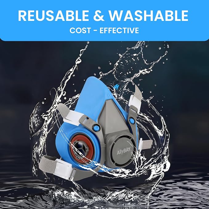 Reusable Respirator Mask with A1 & P2 Filters for Dust,Gas,Painting, Woodworking, Sanding, Construction,Clearning