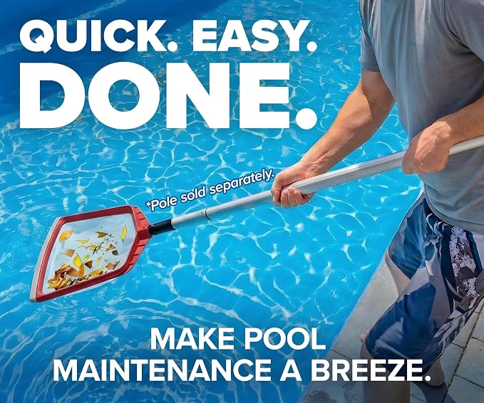 Pool Leaf Skimmer Net for Cleaning with 13 Feet Aluminum Telescopic Pool Pole Swimming Pool Leaf Net - Heavy Duty, Reinforced Frame, Large Capacity Pool Rake // The Ultimate