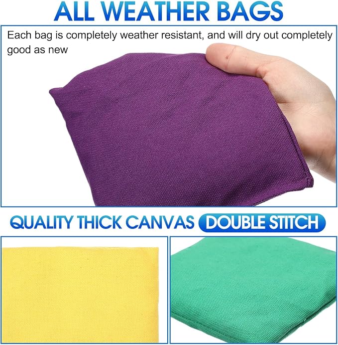 Shappy 24 Pcs Nylon Cornhole Bean Bags for Tossing 6" x 6" Cornhole Bags Set Regulation All Weather for Sack Hand Toss Games Family Party Throwing Adults(Bright Colors, Classic)