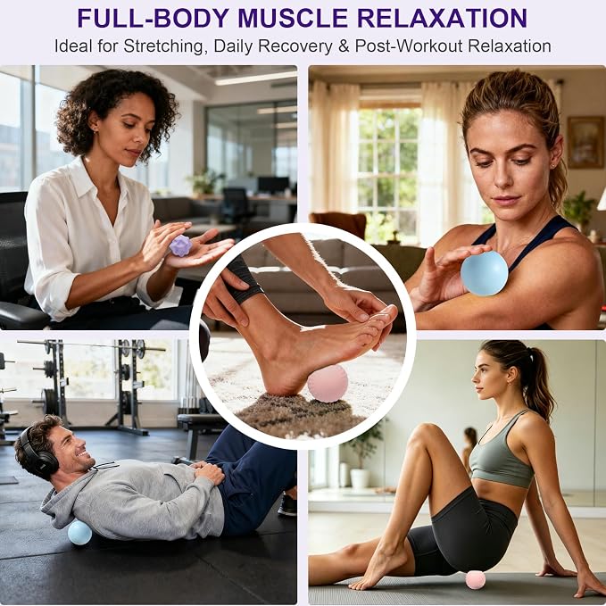 HODEMI Massage Ball Set, 3 Pack Lacrosse Ball, Textured Massage Ball & Trigger Point Ball for Deep Tissue Muscle Massage and Myofascial Release for Back, Neck, Shoulder, Leg and Foot with Mesh Bag