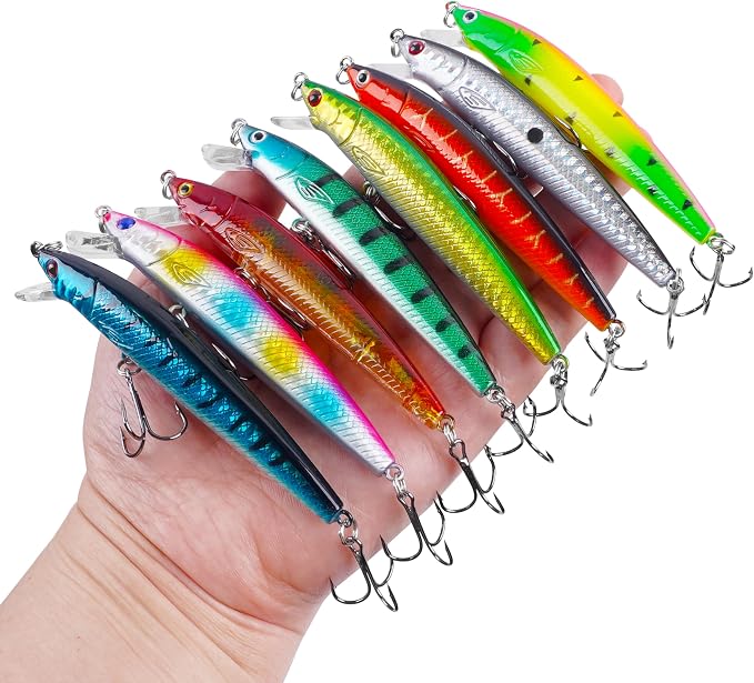 Fishing Lures Kit Crankbait Minnow Hard Bait Set Deep Diving Jerkbait Swimbait Popper Pencil Walleye Lures Artificial Fishing Bait for Bass Trout Redfish Saltwater Freshwater Fishing Lure