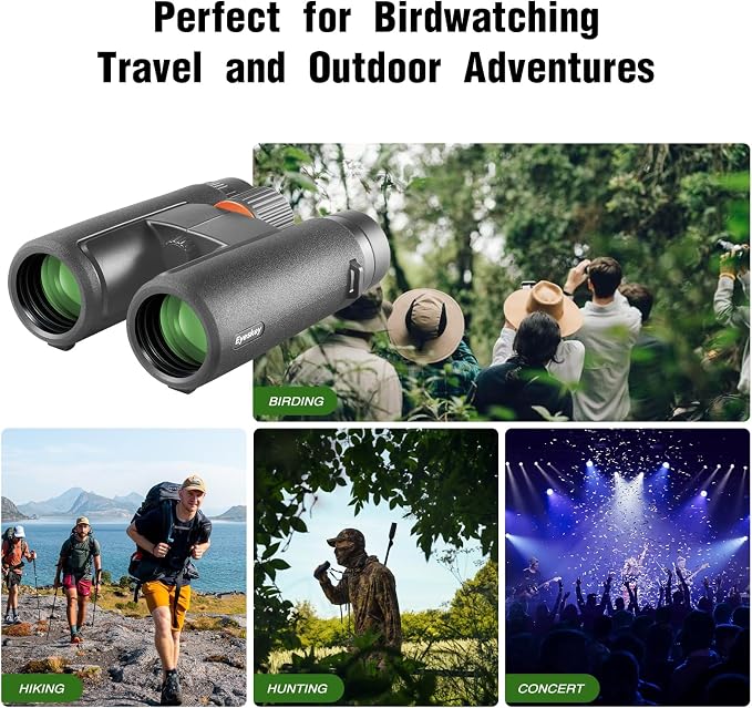10x42 HD Binoculars for Adults High Powered with Low Light Night Vision – Lightweight Waterproof Binoculars with Smartphone Adapter for Hunting, Bird Watching, Stargazing & Outdoor Travel