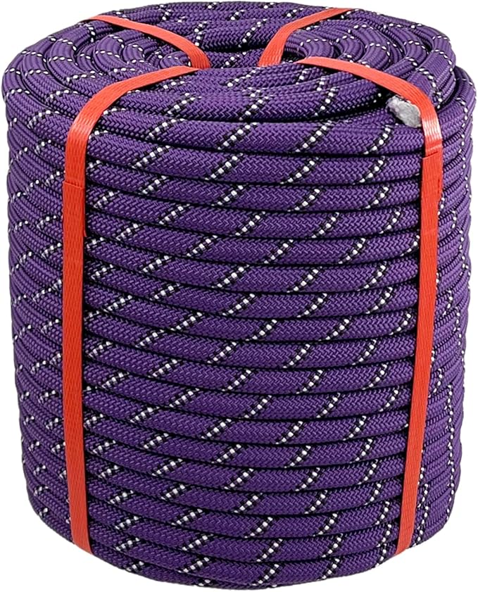 1/2 in x 200 ft Polyester Arborist Rigging Rope, Purple Braided Tree Climbing Rope 48 Strands for Farm Work and Swinging