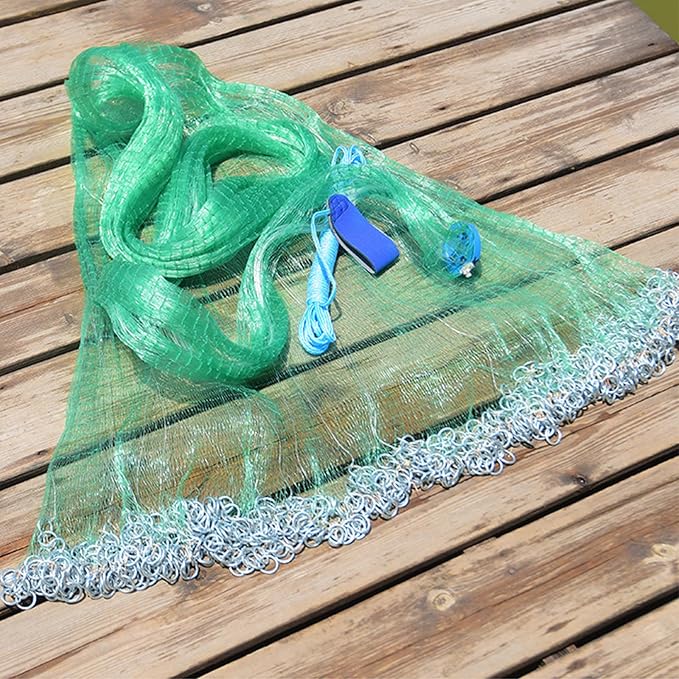 Easy Throw Cast Net for Fishing - Durable Fish Nets for Fishing with Smooth Casting, Perfect for Catching Fish, 8/9/10/12ft Radius