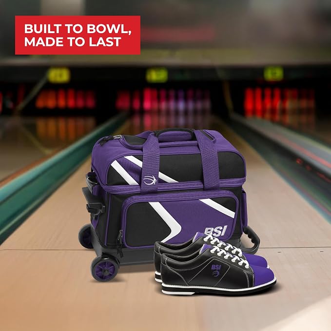 BSI Dash Roller Bowling Bag with Smooth Rolling Wheels, Padded Ball Compartment, Retractable Locking Handle, & Shoe Pocket