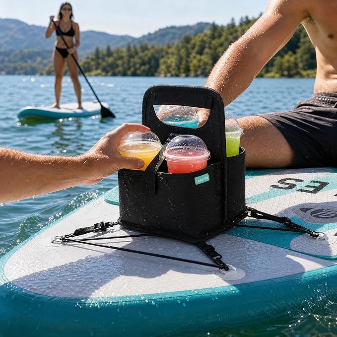 Paddle Board Cooler Paddle Board and Kayak Drink Cup Holder Reusable Insulated Coffee Cup Carrier, 2-in-1 Drink & Phone Holder Essential SUP Accessories for Paddleboarding