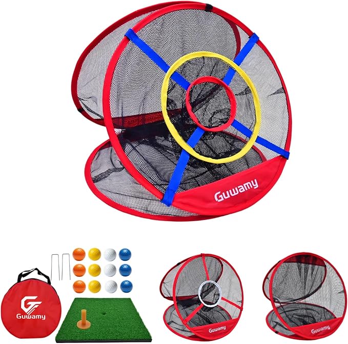 Pop Up 3-in-1 Golf Chipping Net – Circular Design for Relaxed Training, 3 Modes for Precision & Distance, Ideal Indoor/Outdoor Practice Kit, Golfer Gift