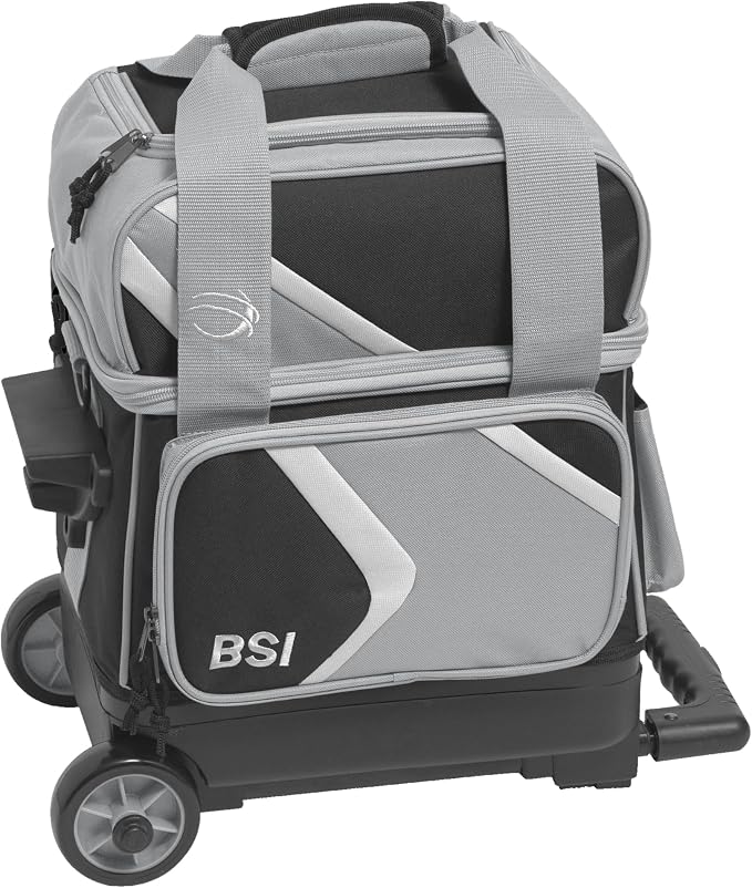 BSI Dash Roller Bowling Bag with Smooth Rolling Wheels, Padded Ball Compartment, Retractable Locking Handle, & Shoe Pocket