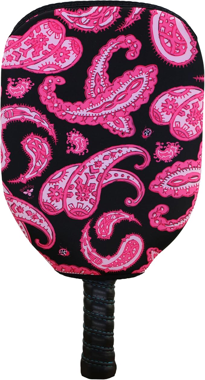 BeeJos Women's Paisley Collection: Premium Slip-On Pickleball Paddle Cover-Fits Standard Size Paddles-Zipperless (Paddle not Included) 2 Color Variations Handmade in USA