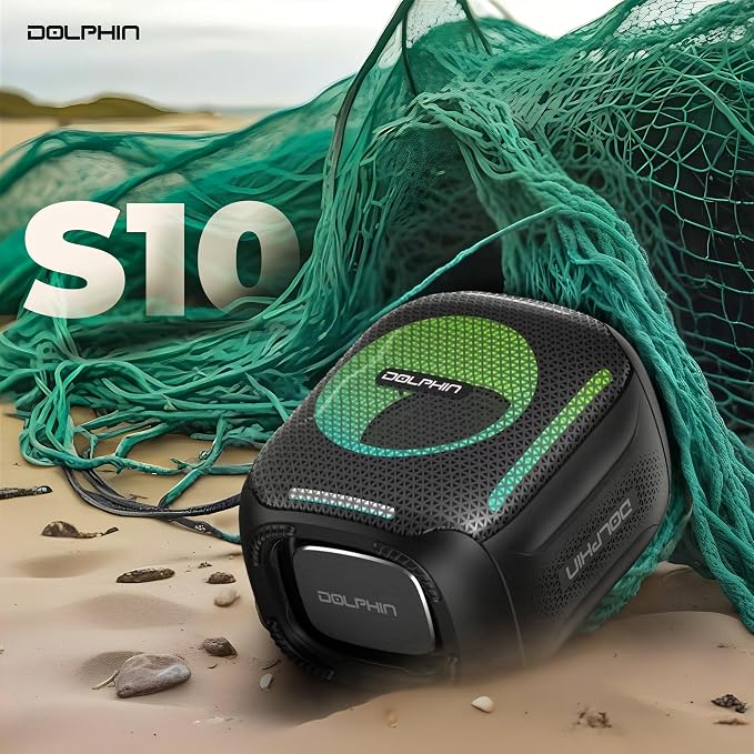 Dolphin S10 Portable Bluetooth Speaker - LED Lights - IPX5 Water Resistant Wireless Speaker - 5W Stereo Sound - Bluetooth 5.3-6H Playtime - Compact Mini Speaker for Beach Pool Fitness Travel Outdoor