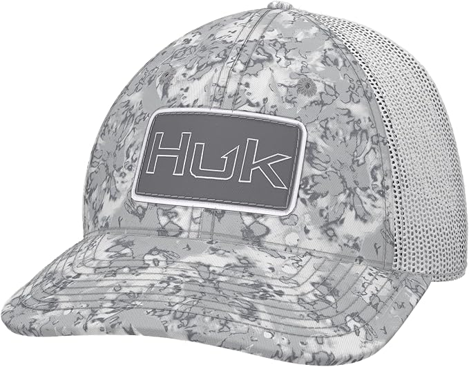 HUK Men's Mesh Trucker Snapback Hat | Anti-Glare Fishing Hat