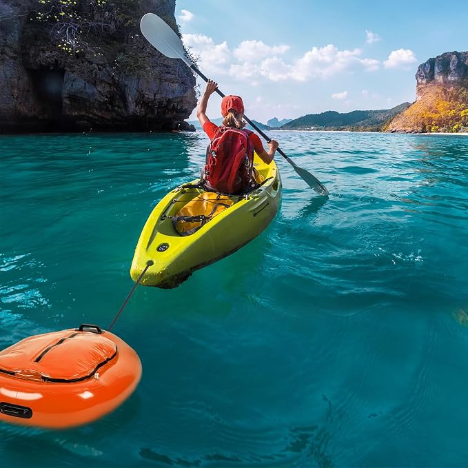 WILLBOND Inflatable River Floating Cooler Tow Behind, 38 Qt Insulated Heavy Duty PVC Kayak Floating Cooler with Handle for Outdoor Kayaking Rafting Boating Fishing and River Tubing